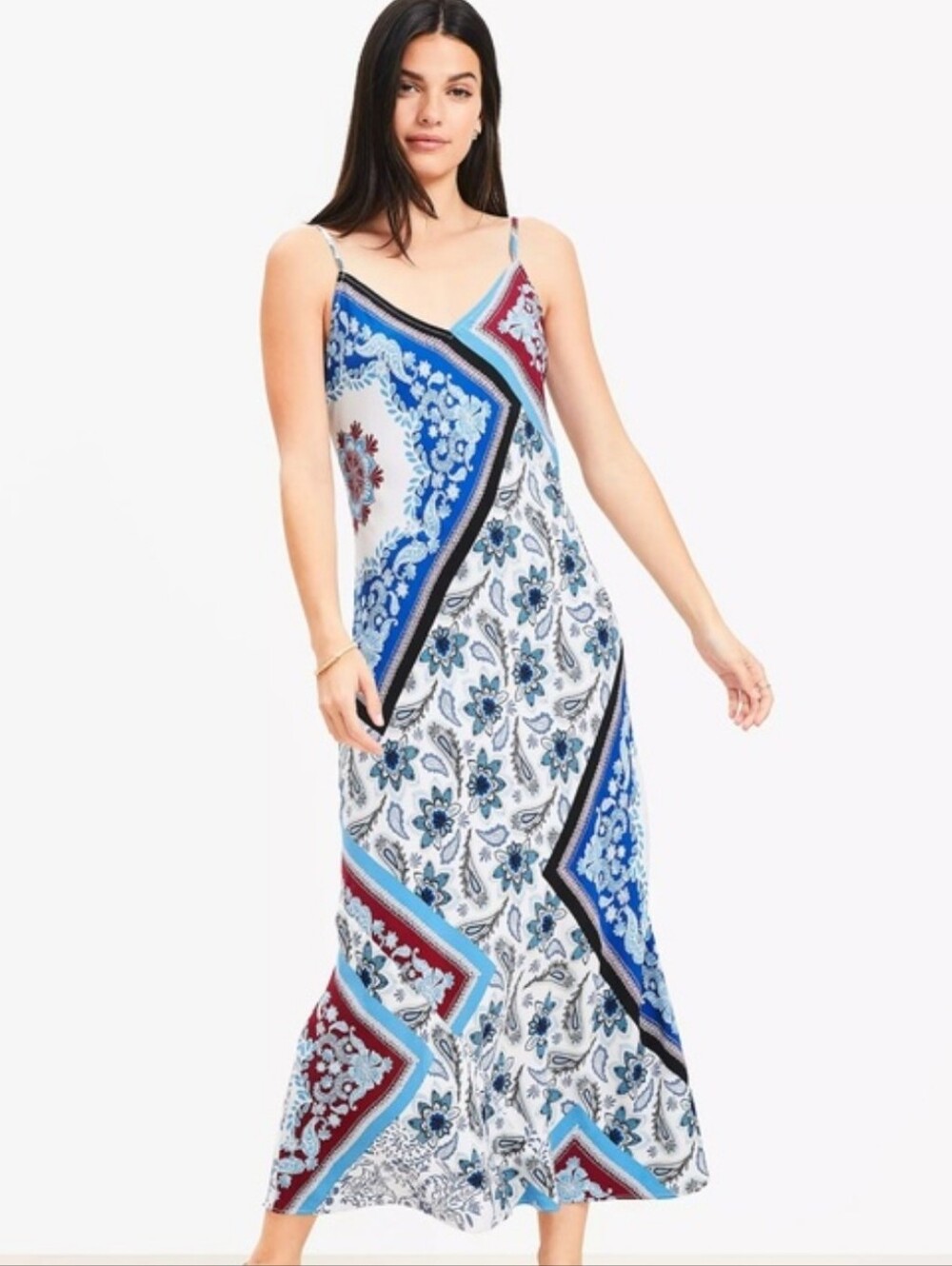 LOFT Paisley Maxi Slip Dress